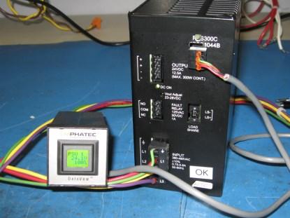 Our DataView monitoring a power supply. The package requires a standard cutout in the panel.(Click here to see a larger image.)
