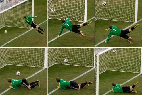 He shoots, he scores? This World Cup will feature technology that for the first time will help avoid bad referee calls, such as happened in 2010 (above) when mid-fielder Frank Lampard's shot clearly crossed the line, but the officials claimed they could not see it do so. Other bad calls from World Cups past can be seen here.