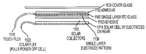 Announced separately from the Vanderbilt super-capacitor, Apple's patent US008730179B2 features a photovoltaic touchscreen that could conceivably harvest enough ambient light to keep a mobile device with a super-capacitor case recharged with no power cord.
