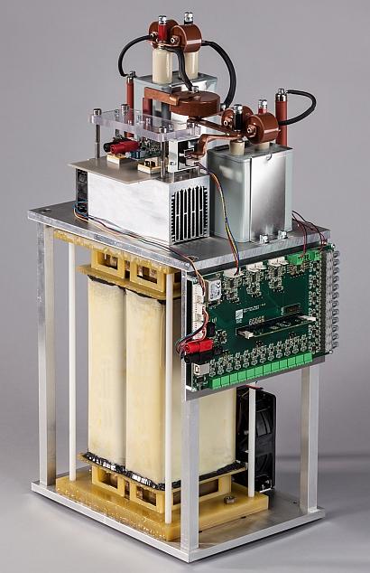 A 30-kW medium-voltage dc/dc converter, developed at Fraunhofer ISE, contains 10-kV SiC devices. (Source: Fraunhofer ISE)