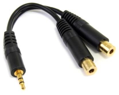 Six-inch stereo splitter cable.