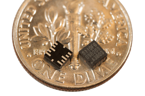 mCube says it has the world's smallest three-axis MEMS accelerometer and the only monolithic single-chip version with integrated MEMS and ASIC on the same die. The device is shown here in a 3x3 mm package but is also available in a 2x2 mm package.(Source: mCube)