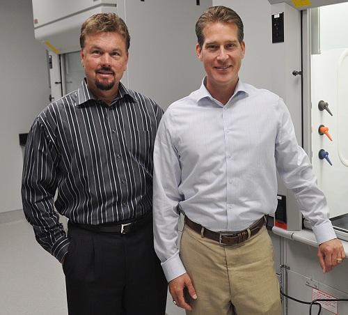 CEO Steve Squires (left) and vice president of research and development, David Doderer at Quantum Materials. (Source: Quantum Materials)