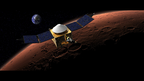 NASA's Mars Maven will study the upper atmosphere of Mars using an ultraviolet spectrometer and a solar wind ion analyzer.
(Source: NASA)