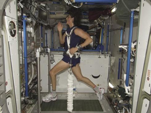 Astronauts were encouraged to maintain a healthy amount of bone and muscle mass while in space by exercising on a treadmill. (Image: NASA)