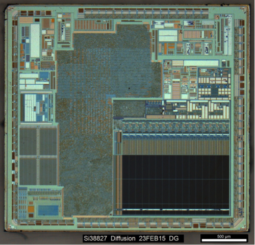 Diffusion die photograph of the Panasonic MN101LR05D 8-bit MCU with Embedded ReRAM
Click here for larger image