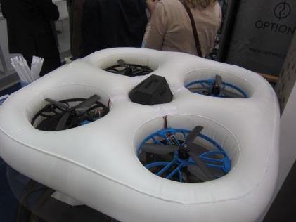The 8-motor drone covered with an inflatable cushion for safety