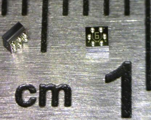 The three-axis accelerometer from mCube is three years ahead of the competition, according to analysts, at less than one cubic millimeter.
(Source: mCube, used with permission)
