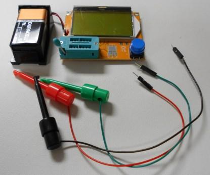 Mega328 ESR Transistor Resistor Diode Capacitor Mosfet Tester w/ Test hook (Source: Max Maxfield)