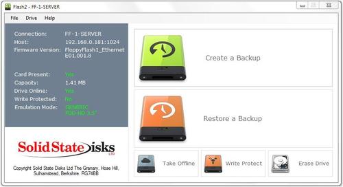 The SCSIFlash-Tape ships complete with Solid State Disks' FLASH2GUI graphical user interface used for control and configuration of the drive as well as backup and restore operations. 