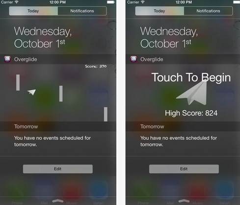 Overglide While it's not an app in the same sense as other picks on this list, Overglide is just as addicting. It buries itself in your Notification Center in a sneaky attempt to distract you from all communication and productivity. That's right -- you thought you were going to check that voicemail or respond to that patiently waiting email, but it turned into yet another fruitless mission to fly a little paper plane through a series of obstacles. Available on iOS for 99 cents. (Image: Apple App Store)