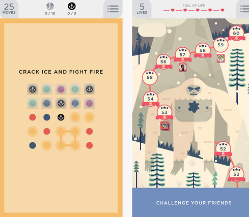 Two Dots If you like simple, connect-the-dots puzzles, you'll be a fan of Two Dots. The plain white background has been replaced with images of jungles, arctic tundra, and deep-sea depths. You connect dots to create lines, sink anchors, put out fires, and accomplish other goals along the way. It's free on iOS and Android. (Image: Apple App Store)