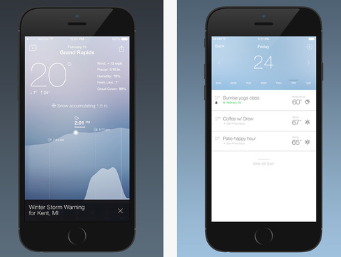 Fresh Air Weather apps are useful. Weather apps that integrate with your calendar are even better. Enter Fresh Air, which offers all the weather data of other apps (temperature, how warm/cold it feels, precipitation, wind, humidity) but also tells you how the forecast will affect your day. The app provides a weather graph, notifications, and calendar for the events you have planned so you can make adjustments if necessary. (Image: Apple iTunes) 