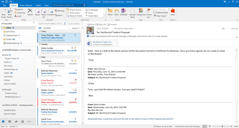 Outlook: Smart Attachments 
A subtle feature that makes good use of the cloud in the new Office is Outlook's smart attachment capability. When attaching a file to an email, you'll see a list of recently used items in place of the traditional file dialogue. A small cloud icon next to the file indicates you're not sending an actual file. Rather, you're sending a URL so they can access the document in the cloud. This enables recipients to work on the most recent version of the document without sending several attachments between users.
'We really want to encourage people to embrace the cloud,' said Villaron, 'but Outlook gives the option to switch back to classic attachments for users who want to remain in control of their data.'
(Image: Microsoft)
