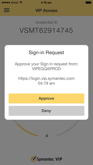 Symantec Offers Free VIP Access For iPhone App The security specialist's app helps protect your online accounts and transactions by providing simple, strong authentication when you sign in to your VIP-enabled accounts. Users can generate a one-time use security code on their iPhone and then enter that code along with a username and password to gain access to accounts.