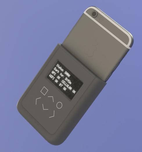 Conceptual rendering of a 'battery case' style introspection engine, piggybacked on an iPhone 6.(Image: conceptual rendering via Andrew Huang and Edward Snowden)