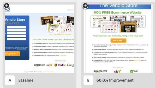 In these pictures, you can see the results of A/B testing done for Vendio. 