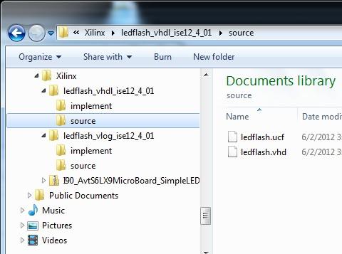 The tutorial's .ZIP file extracts into Verilog and VHDL directories.