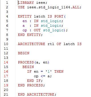VHDL code for an asynchronous latch.