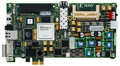 The Xilinx Spartan-6 SP605 FPGA development board.