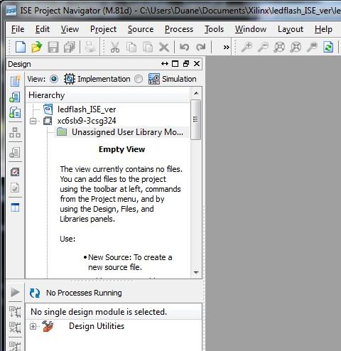 Bringing up the IDE -- Project Navigator start