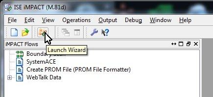 Loading the FPGA -- Launching the iMPACT wizard.