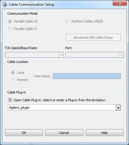Loading the FPGA -- Selecting the 'Digilent' option.