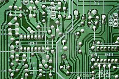 Bottom side of a single-sided circuit board circa 1975.
