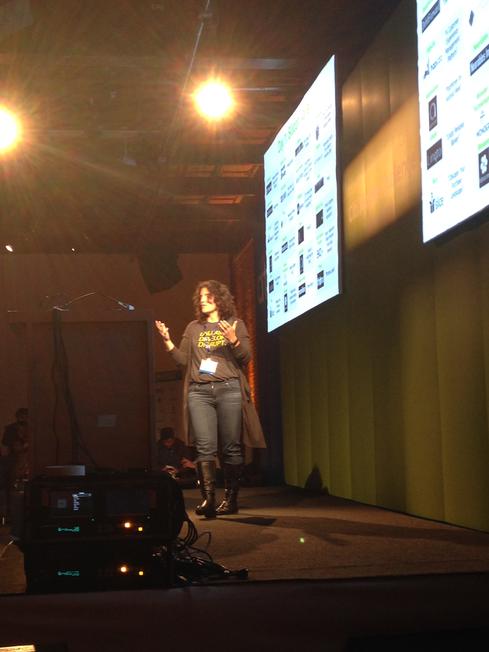 Citi's Melissa Stevens on stage at the Citi Mobile Challenge demo day.
