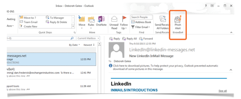 how to report phishing in outlook 2013