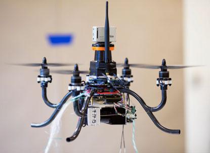 University of Michigan engineers took first place at last year's  International Aerial Robotics Competition with a flying robot that came closest to completing all the tasks.(Source: University of Michigan)