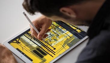 The iPad Pro is compatible with Apple Pencil, a stylus for drawing and sketching. Source: Apple