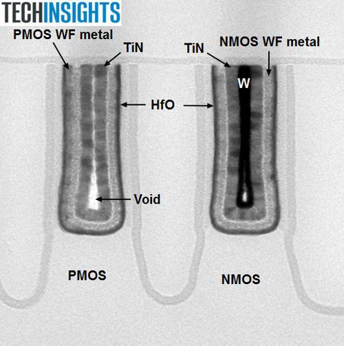 Figure 5: Dummy NMOS and PMOS Transistors (Source: TechInsights)